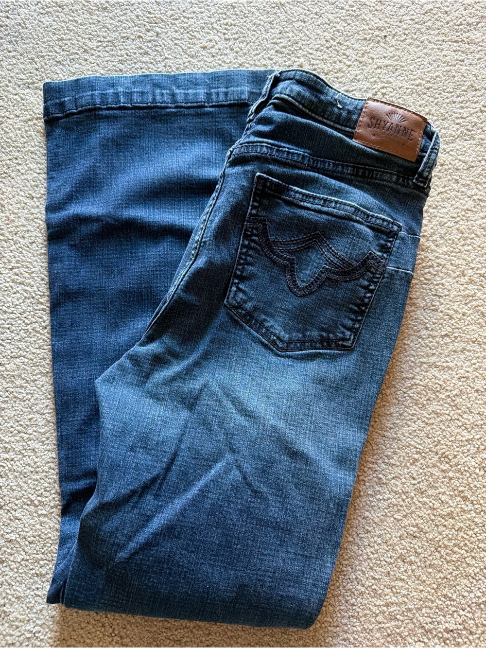 Shyanne Men's Dark Blue Straight Jeans with Back Pocket Stitching